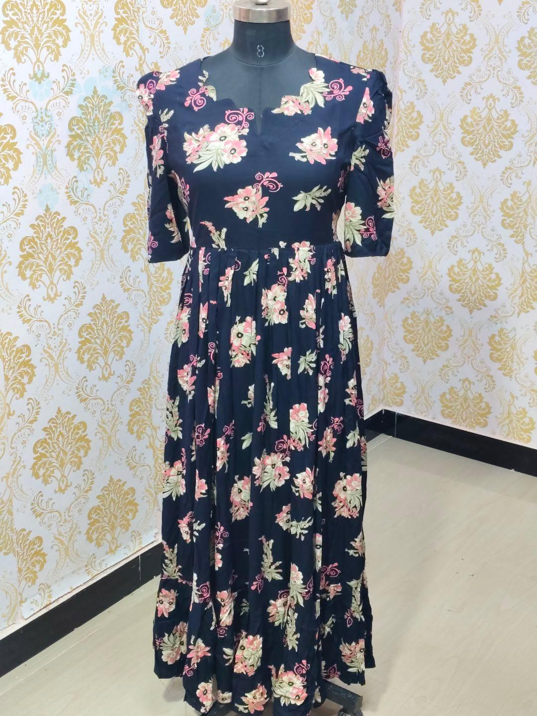 Premium Rayon Floral Frock - CFF171