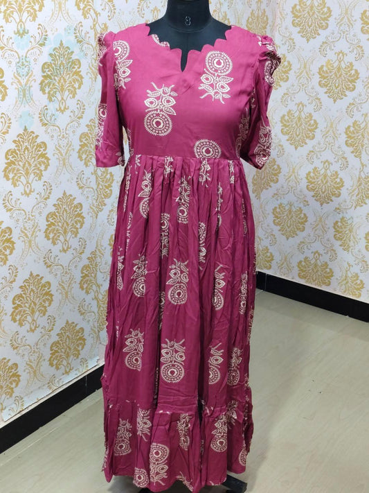Premium Rayon Floral Frock - CFF173