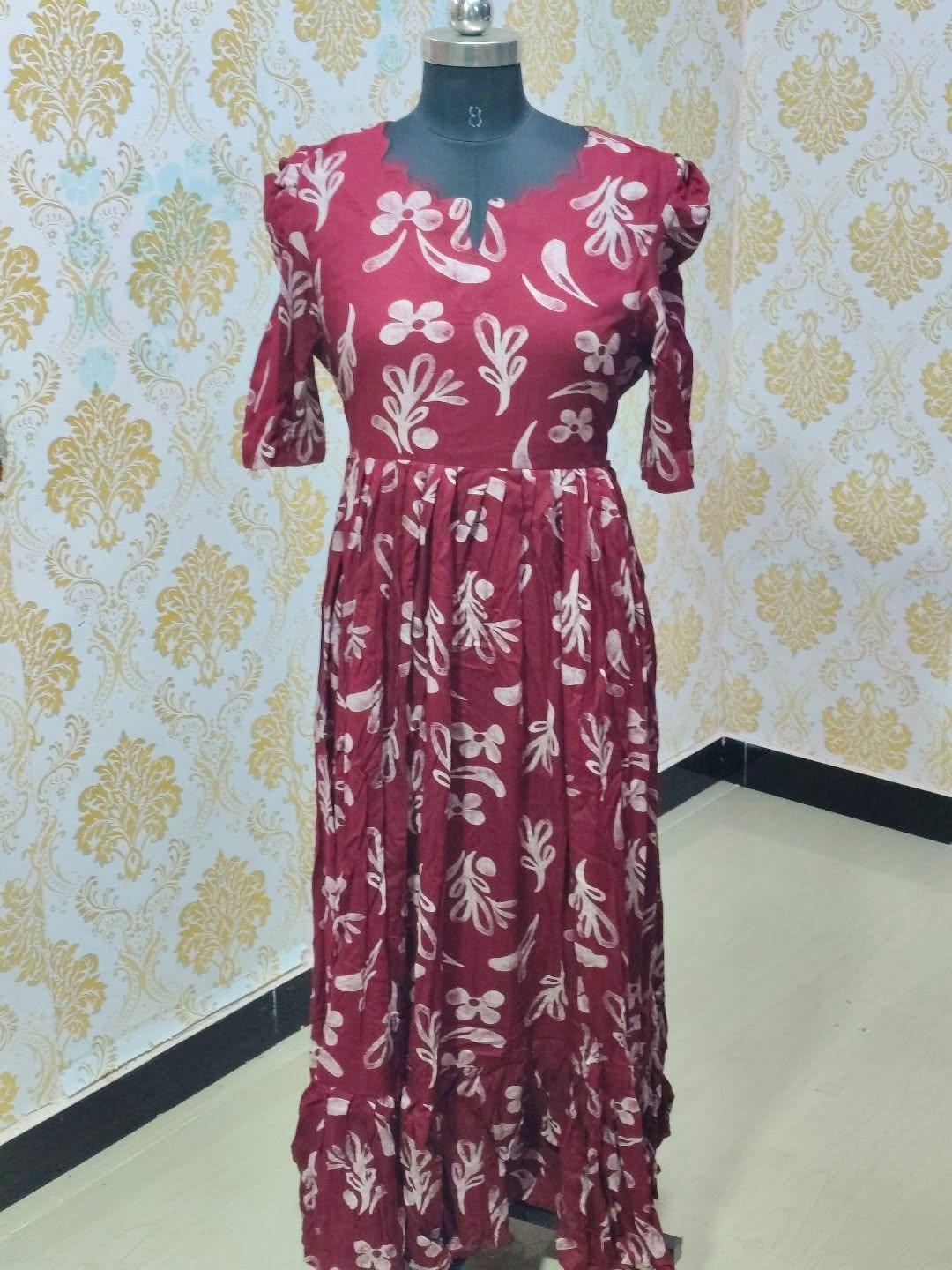 Premium Rayon Floral Frock - CFF177