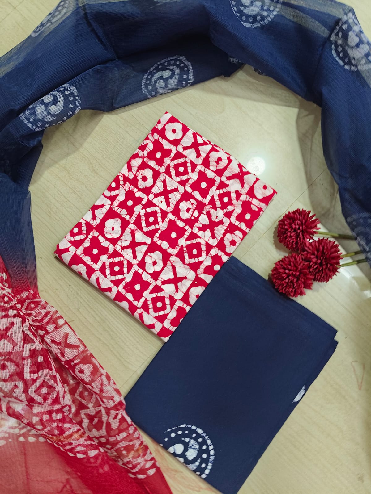 Premium Cotton Hand Block Top and Phant With Kotta Dupatta RS77