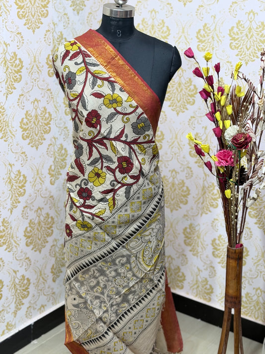 Kalamkari Zari Border Duppata KZD07
