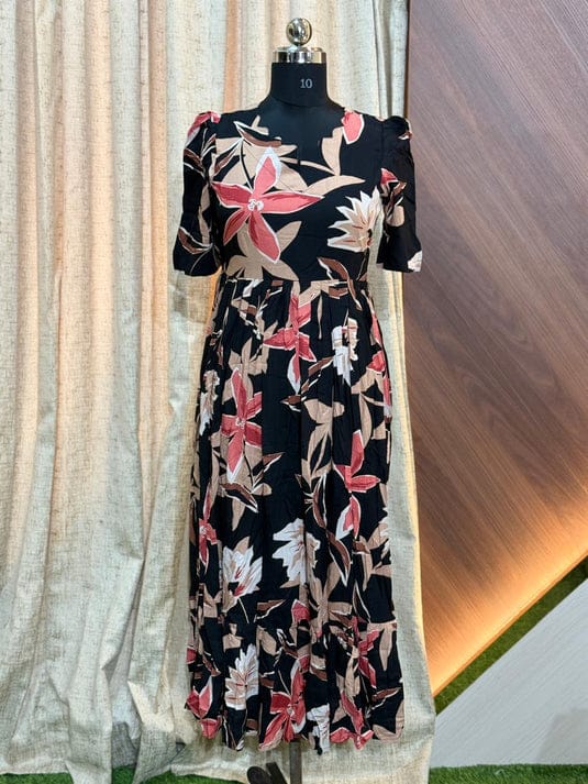 Premium Rayon Floral Frock - CFF80