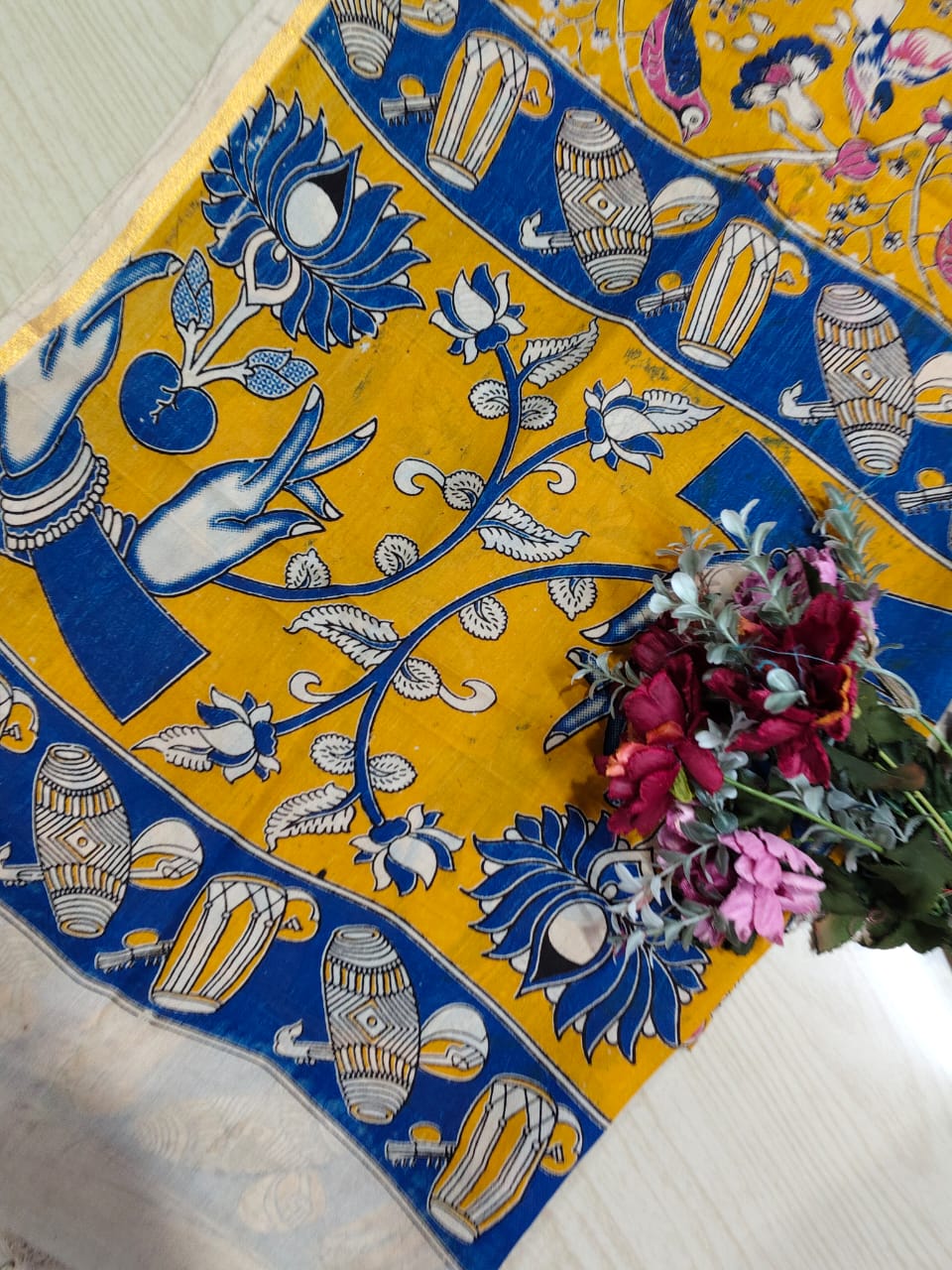 Kalamkari Zari Boarder Duppata KZD08