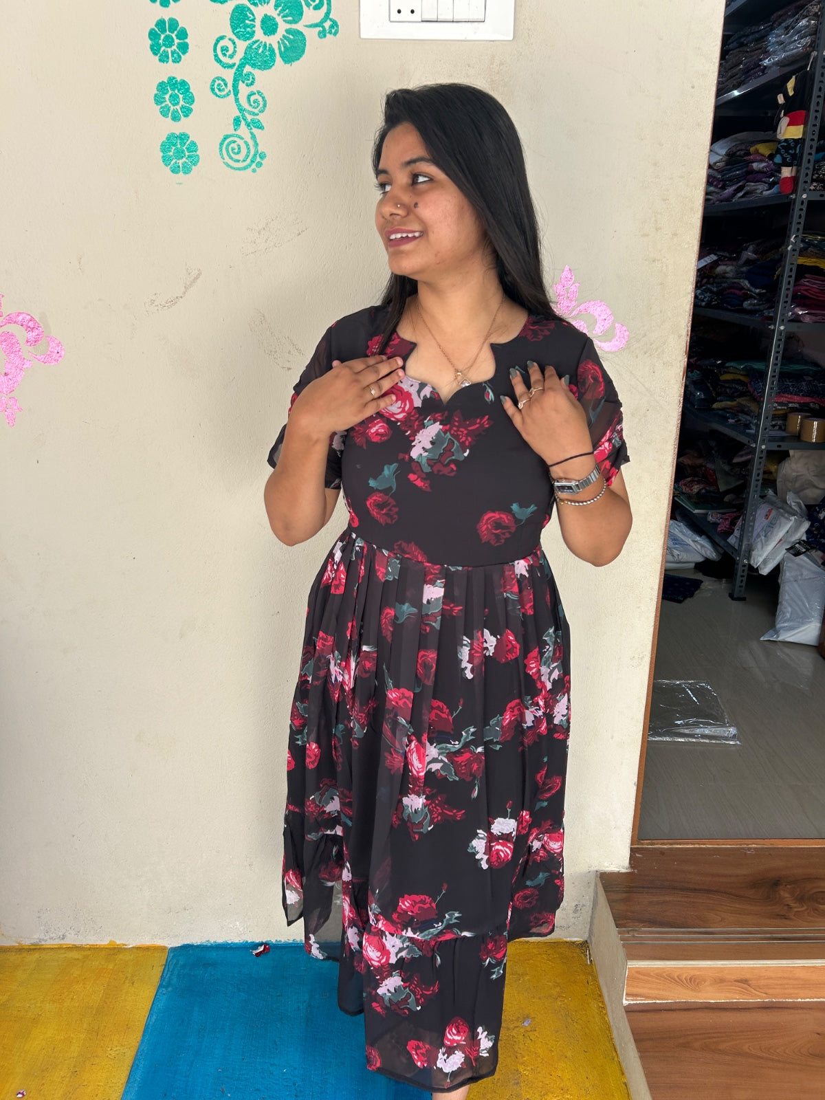 Georgette Floral Frock GFF08
