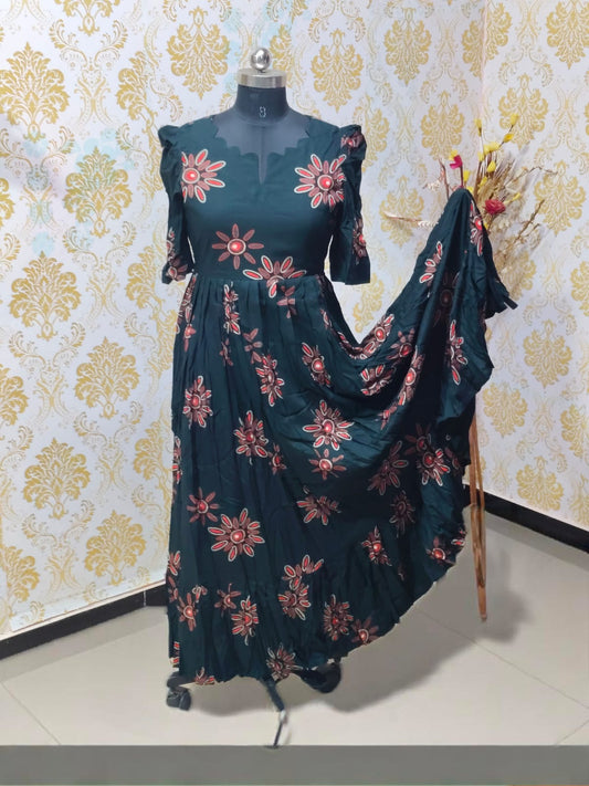 Premium Rayon Floral Frock - CFF92