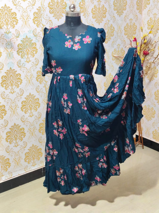 Premium Rayon Floral Frock - CFF95