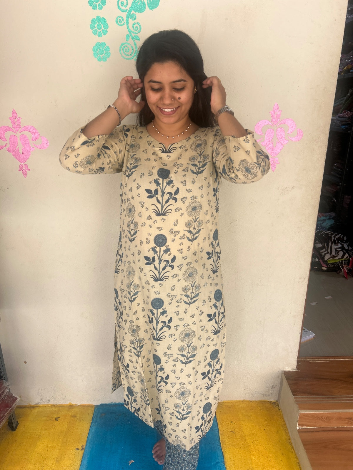 V neck Kurthi with Pant  ALN96