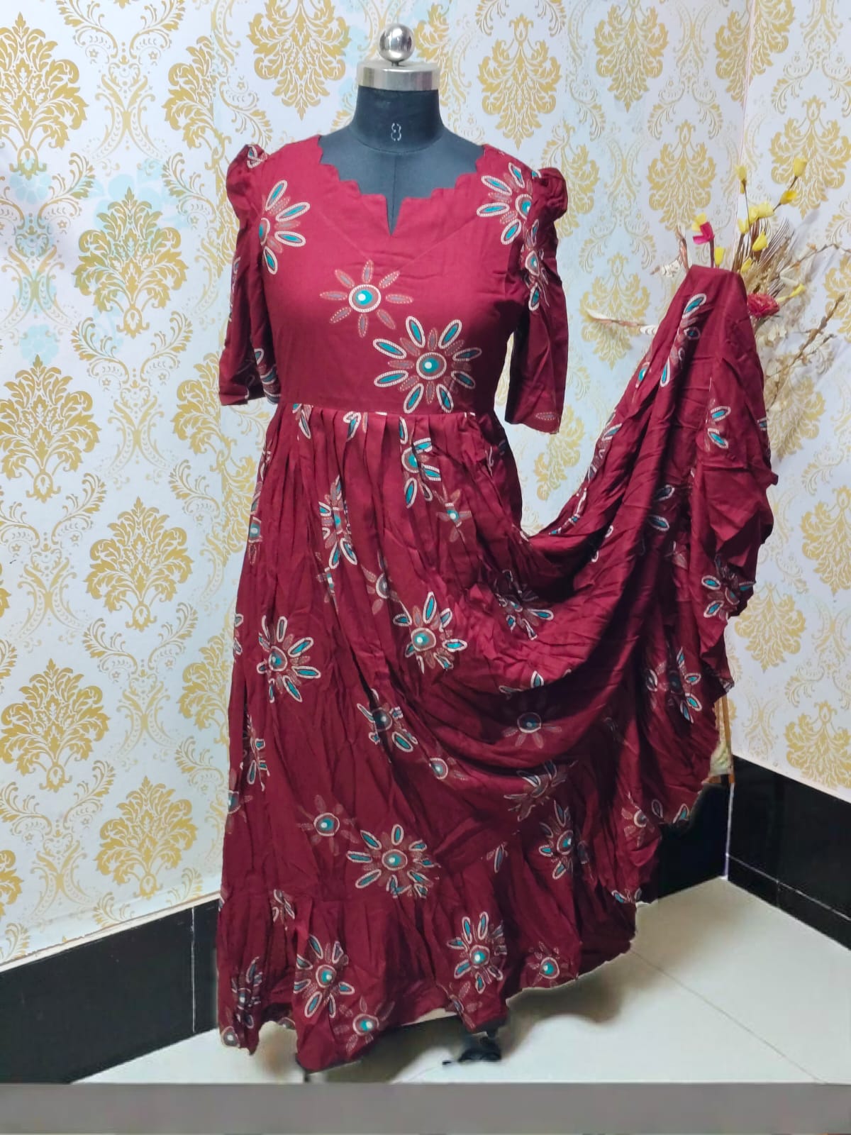 Premium Rayon Floral Frock - CFF96