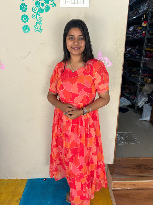 Georgette Floral Frock GFF09 - PRE BOOKING 5 DAYS