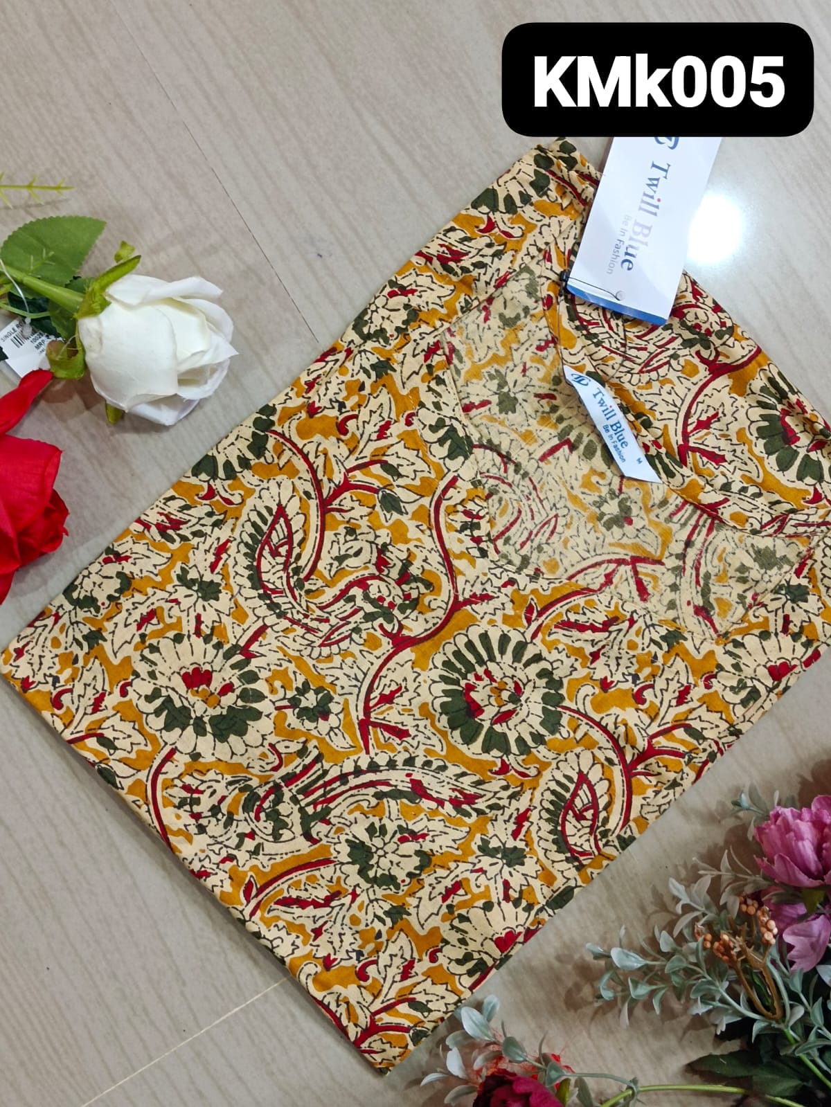 kalamkari cotton side cut kurti-KMk005