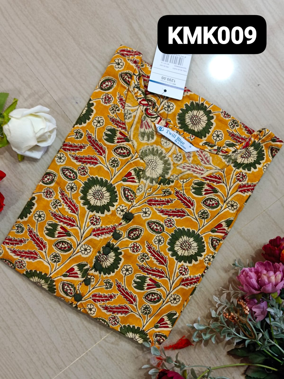 kalamkari cotton side cut kurti-KMk009