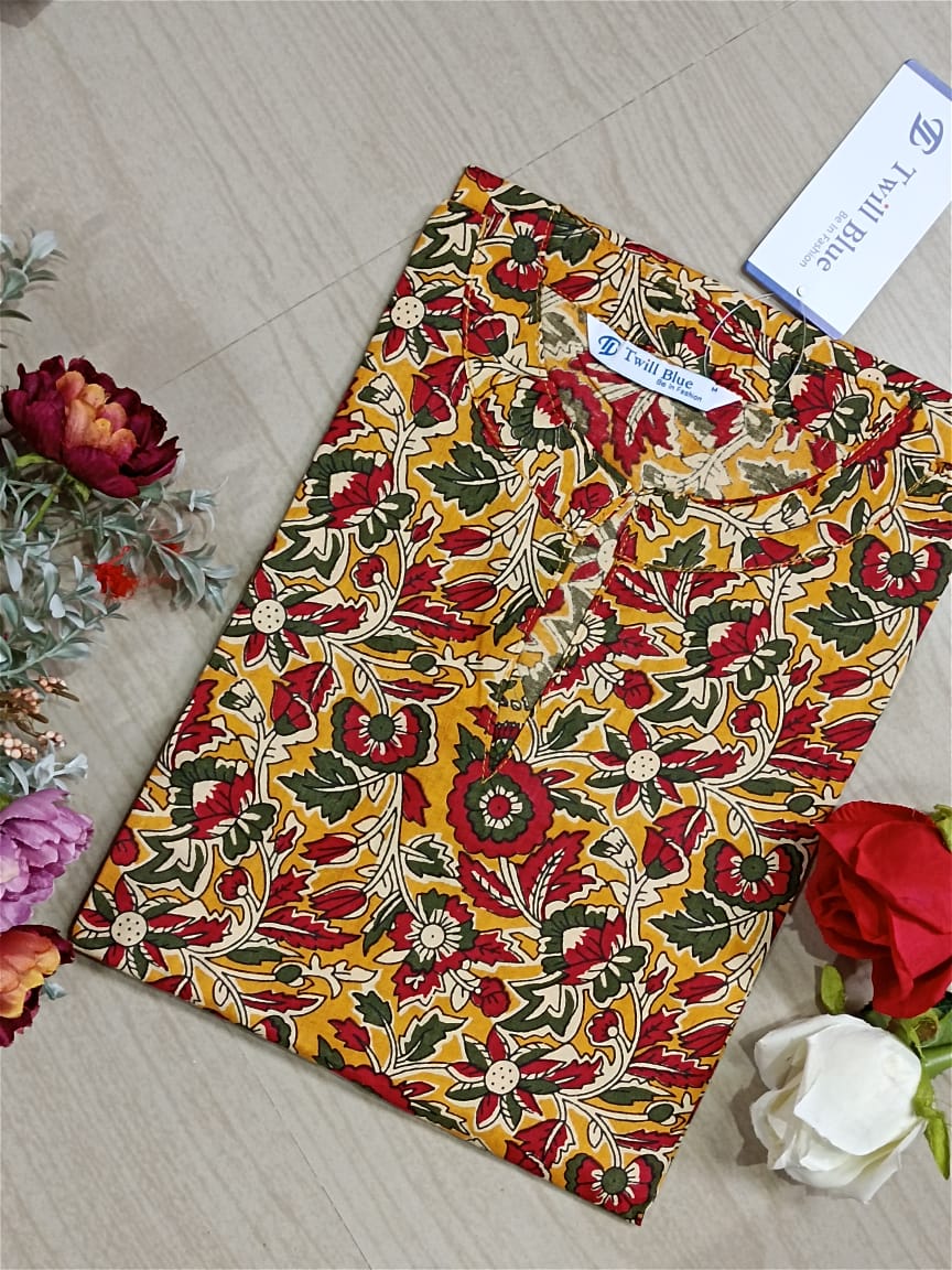 kalamkari cotton side cut kurti-KMk017