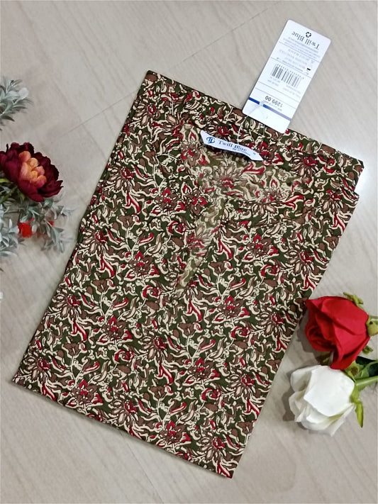 kalamkari cotton side cut kurti-KMk019