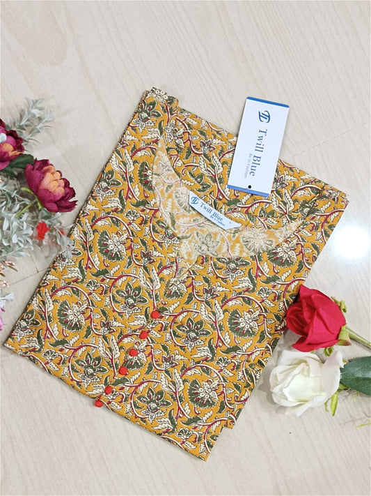 kalamkari cotton side cut kurti-KMk0030