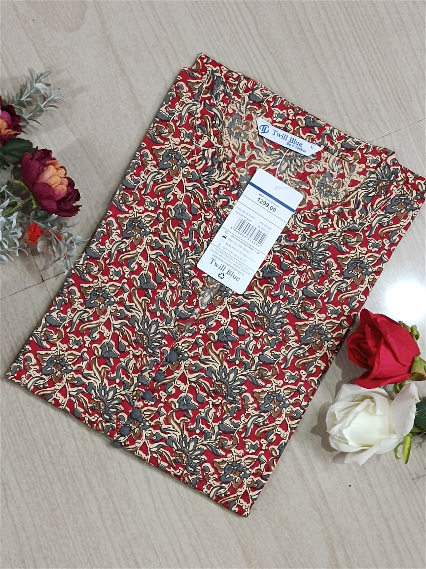 kalamkari cotton side cut kurti-KMk0025