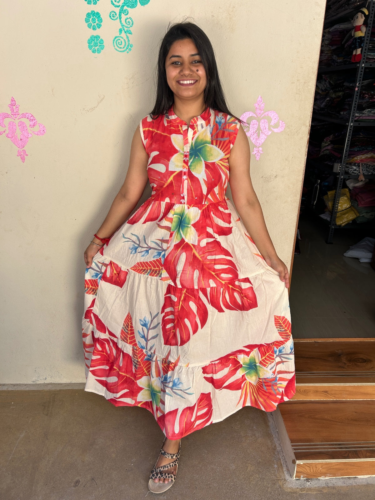 Cotton Long Sleveless Frocks CLF01