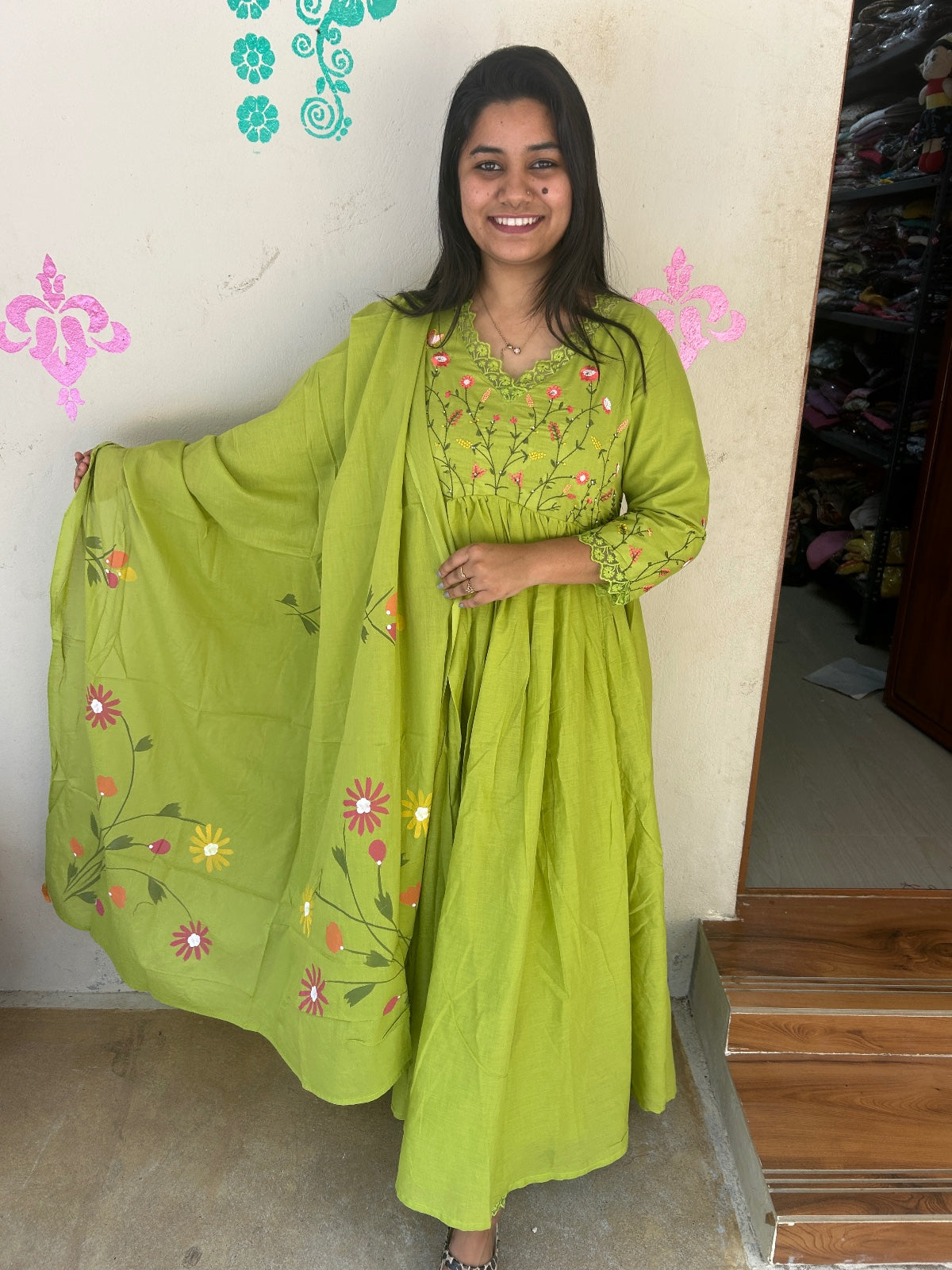 Cotton Floral Anarkali - CA25