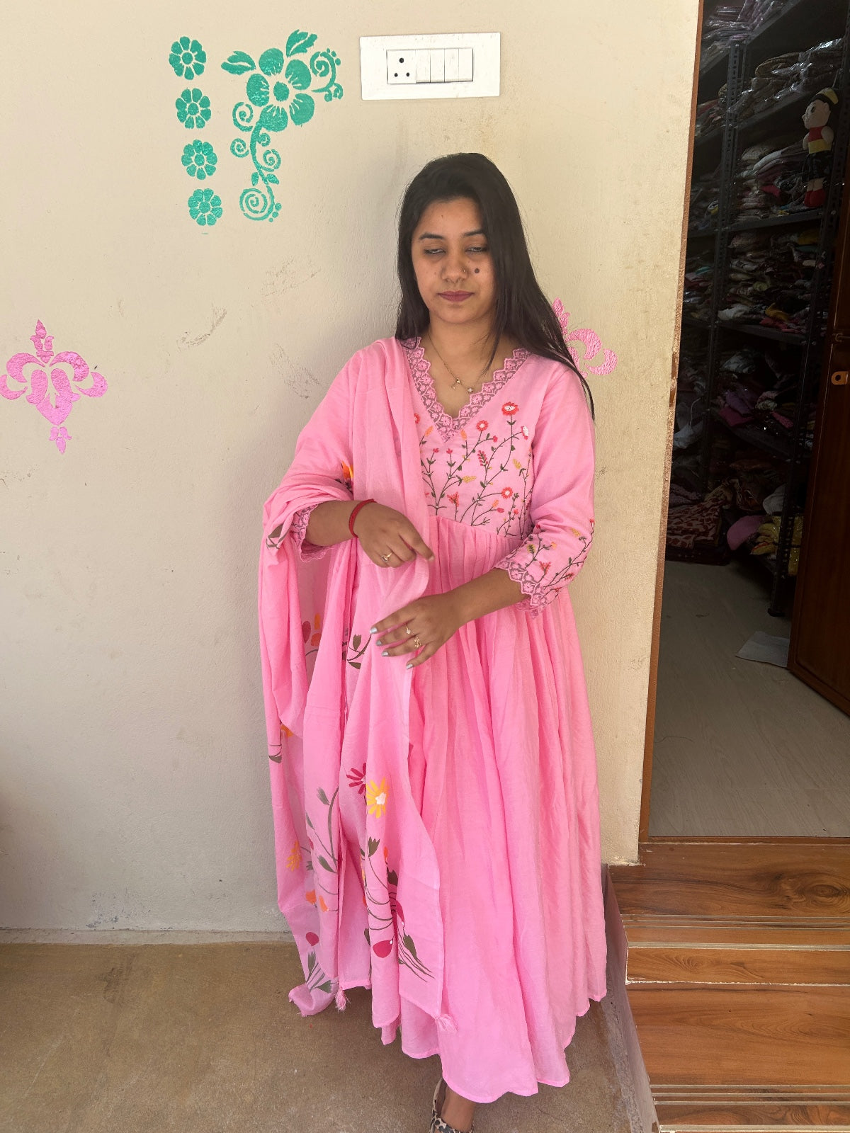 Cotton Floral Anarkali - CA26