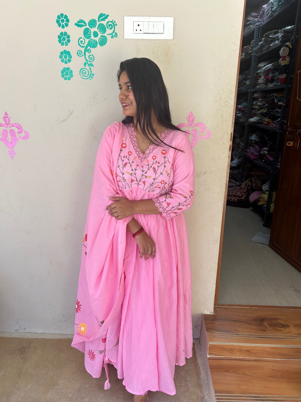 Cotton Floral Anarkali - CA26