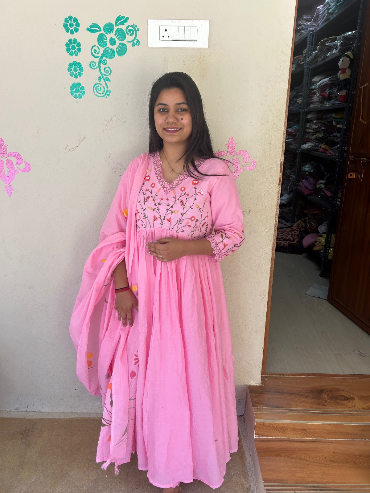 Cotton Floral Anarkali - CA26