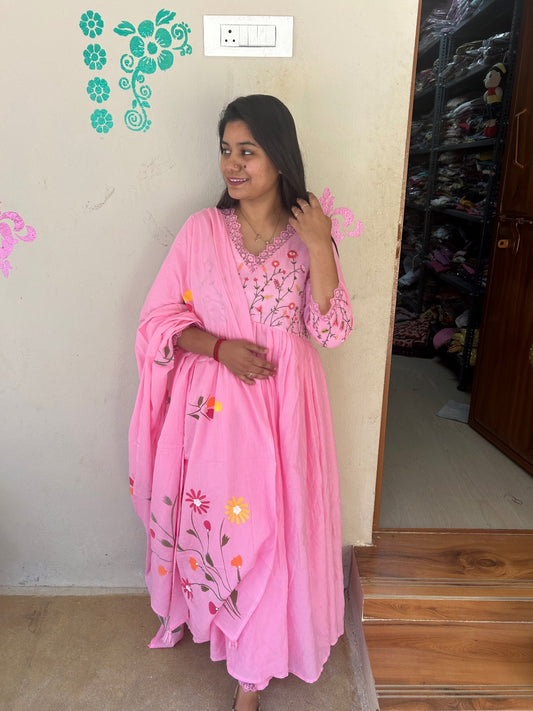 Cotton Floral Anarkali - CA26