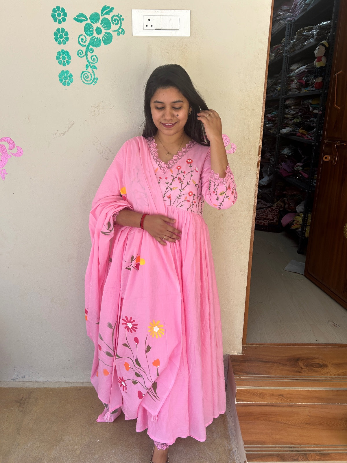 Cotton Floral Anarkali - CA26
