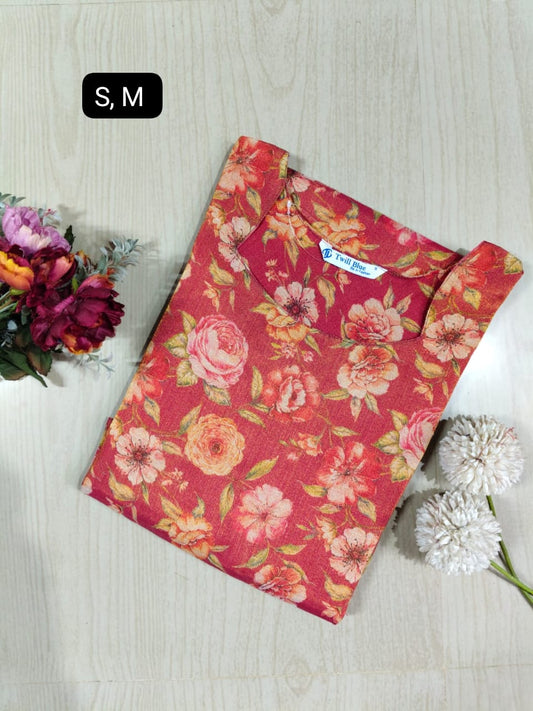 Floral Tissue Kurti - FTK18