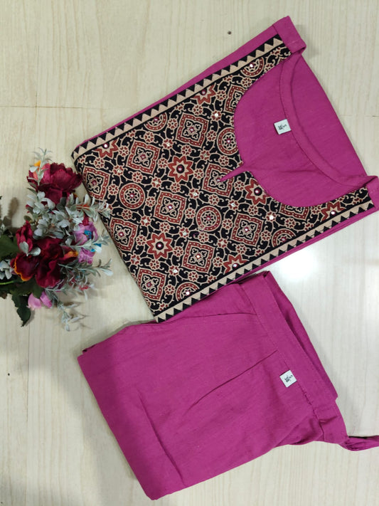 Gamthi Print Kurti  -   GPK01   sets colour same but each set have diff in chest print so lil may vary in the prints , No returns will be accepted for that changes