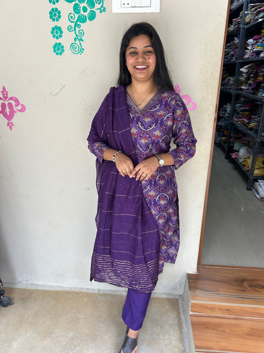 Kurti with Pant and Linen Dupatta sets - KPL22