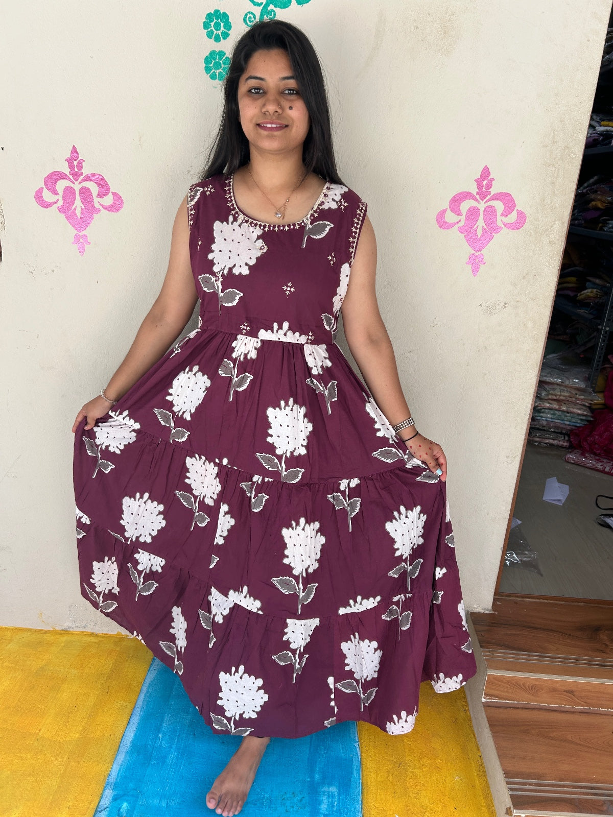 Cotton Long Sleveless Frocks CLF18