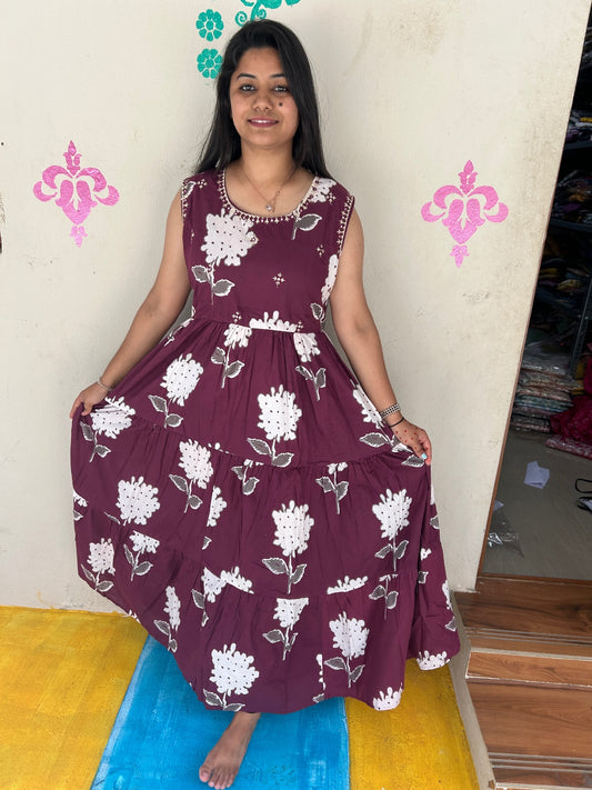 Cotton Long Sleveless Frocks CLF18