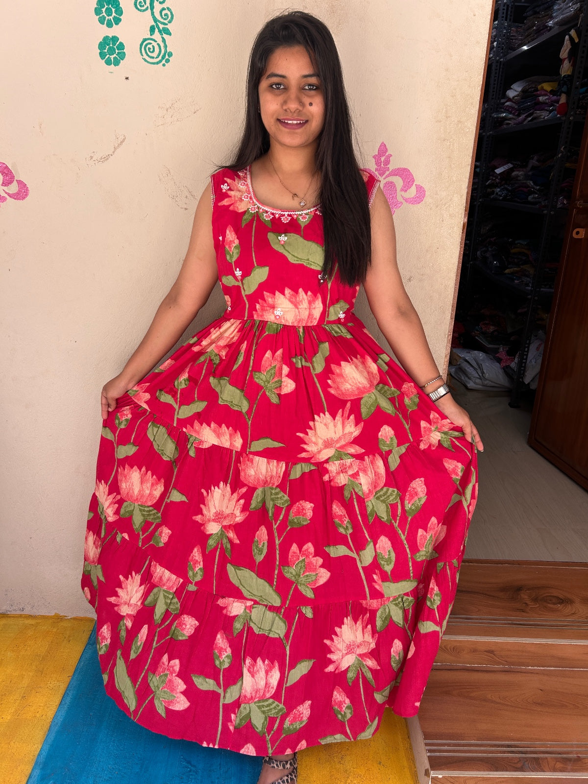 Cotton Long Sleveless Frocks CLF36