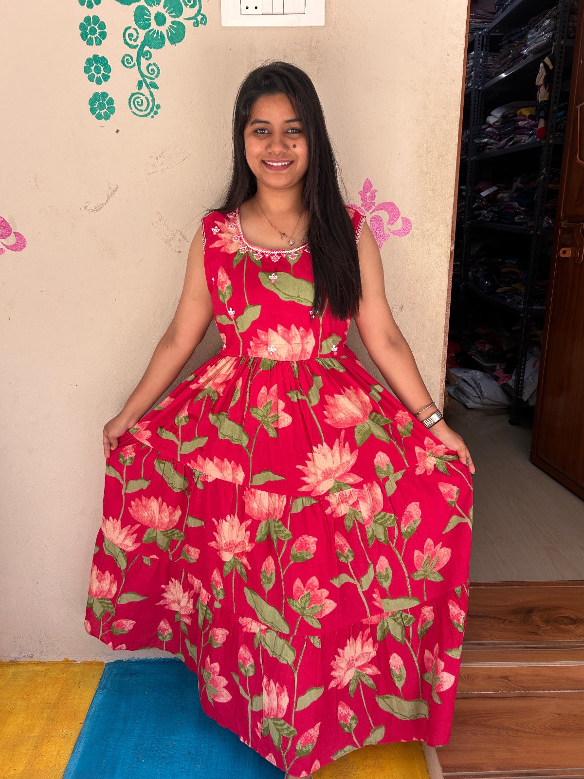 Cotton Long Sleveless Frocks CLF36