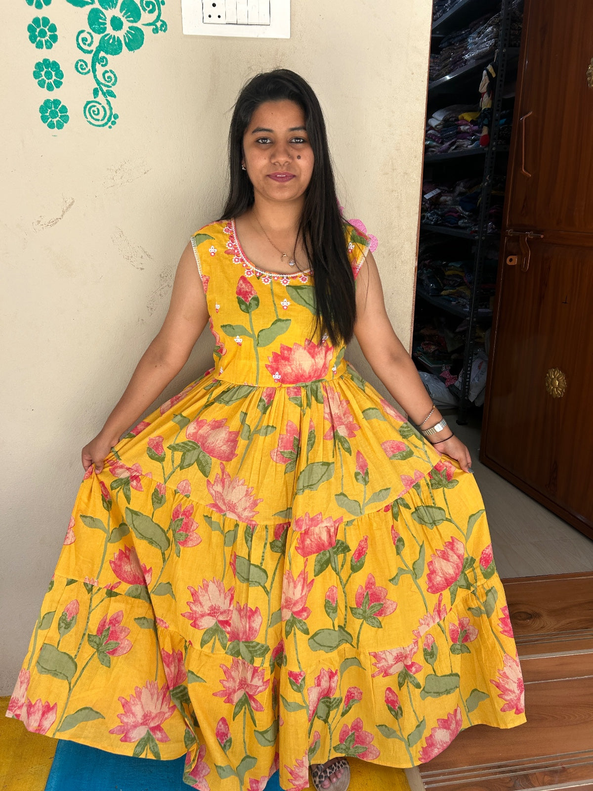 Cotton Long Sleveless Frocks CLF35