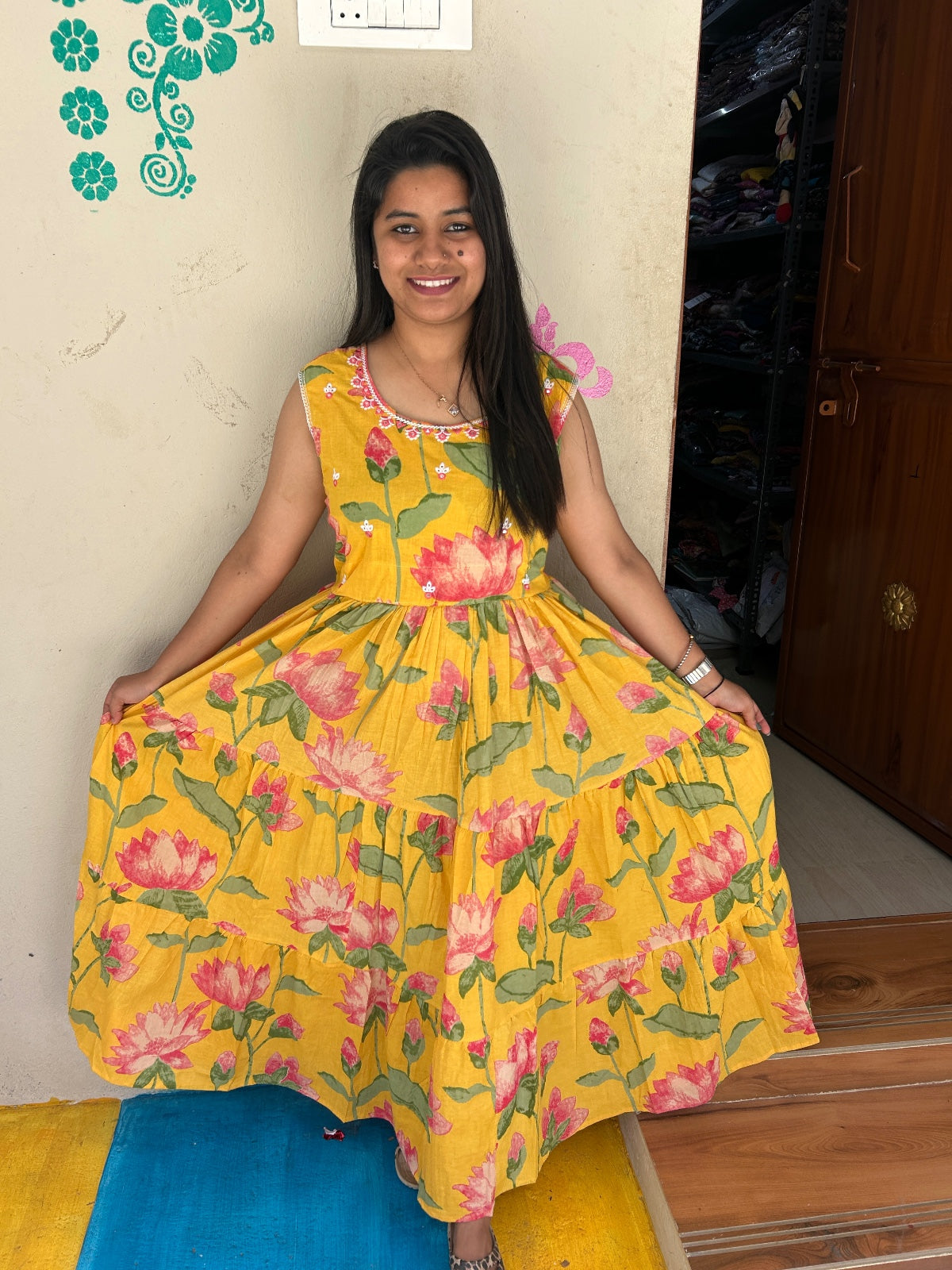 Cotton Long Sleveless Frocks CLF35