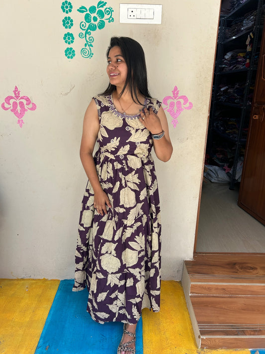 Cotton Long Sleveless Frocks CLF34