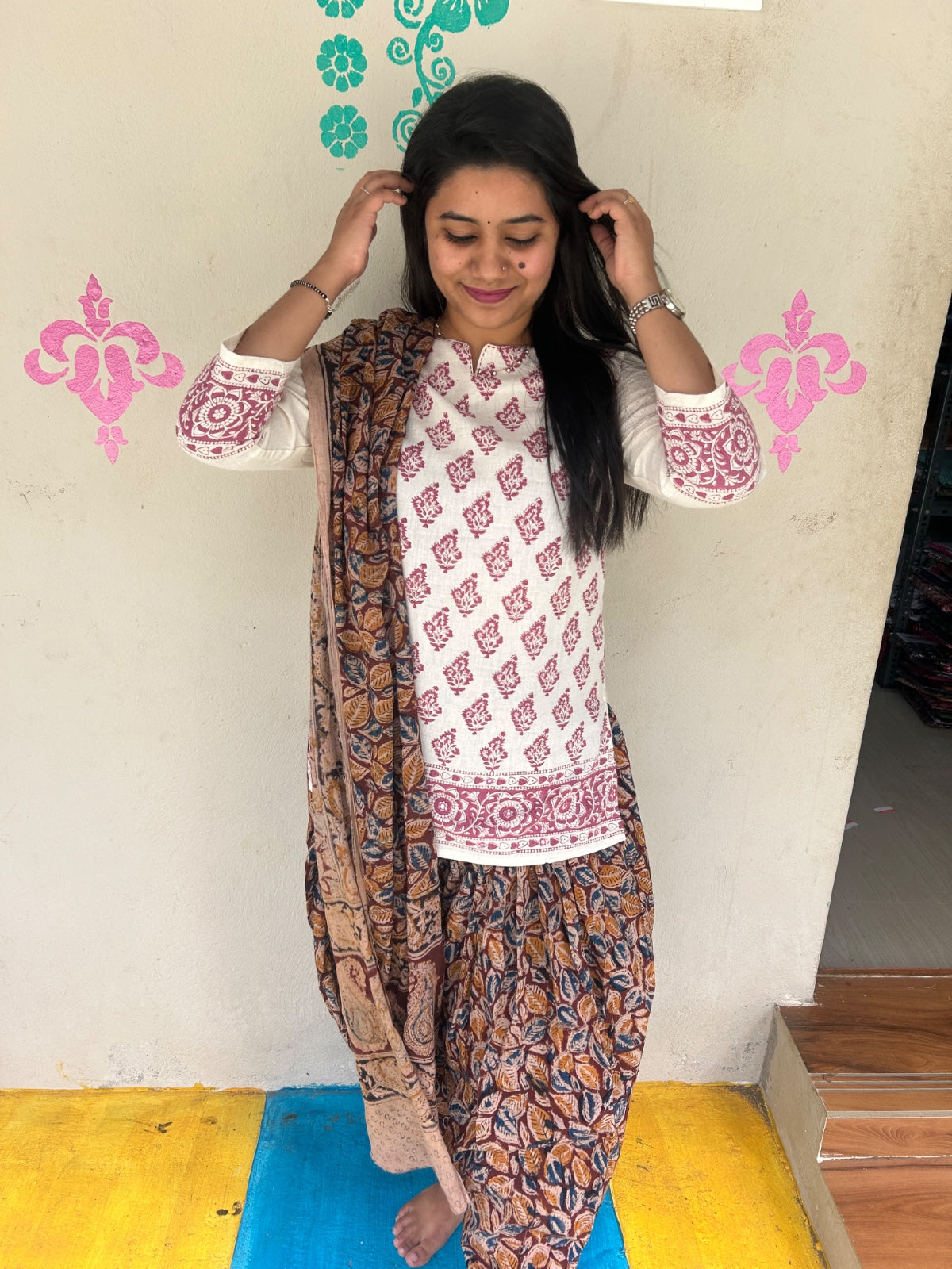 Kalamkari Phant and Dupatta KPD01