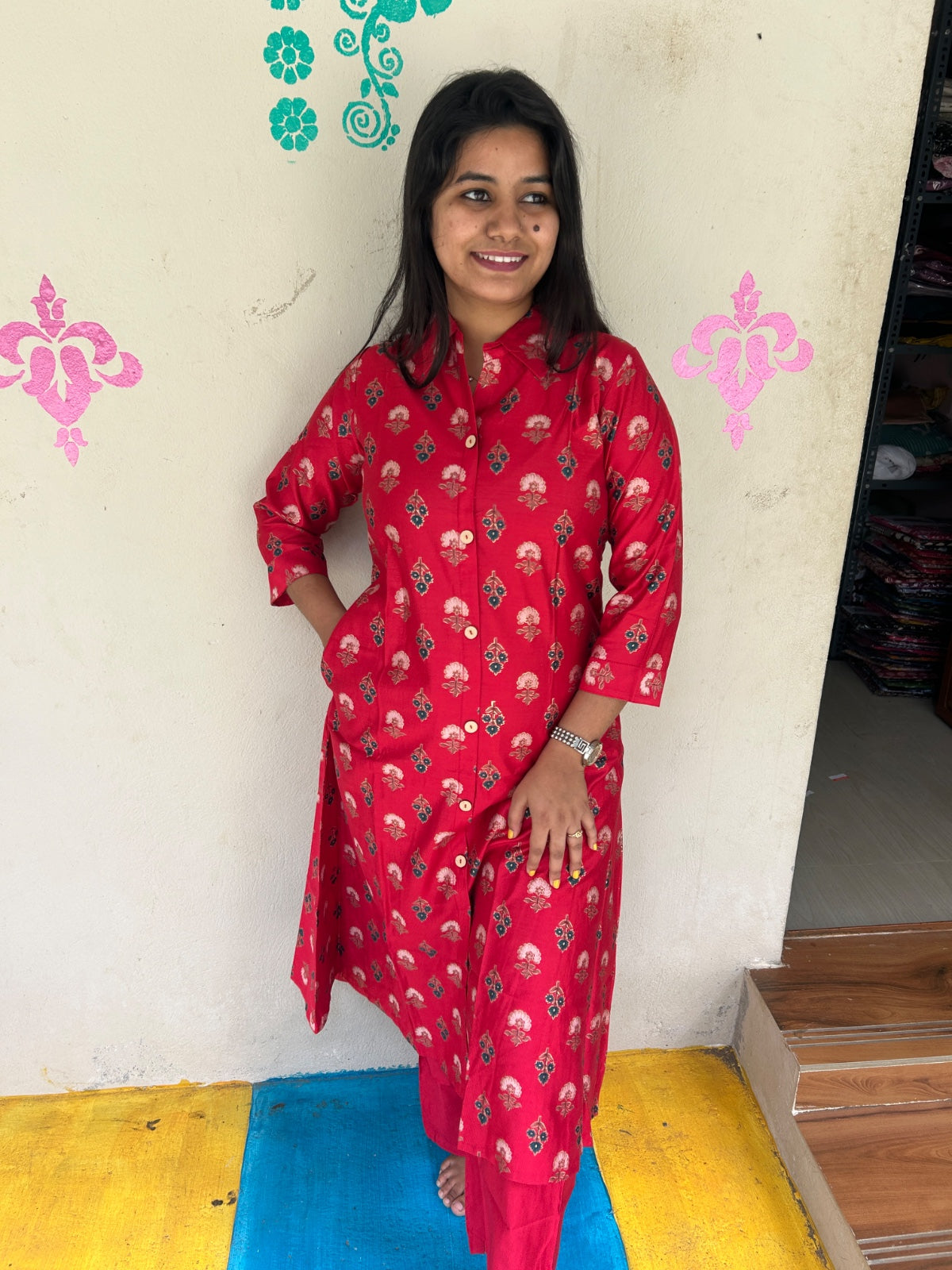 A Line Vertican Silk Kurti  AVS39