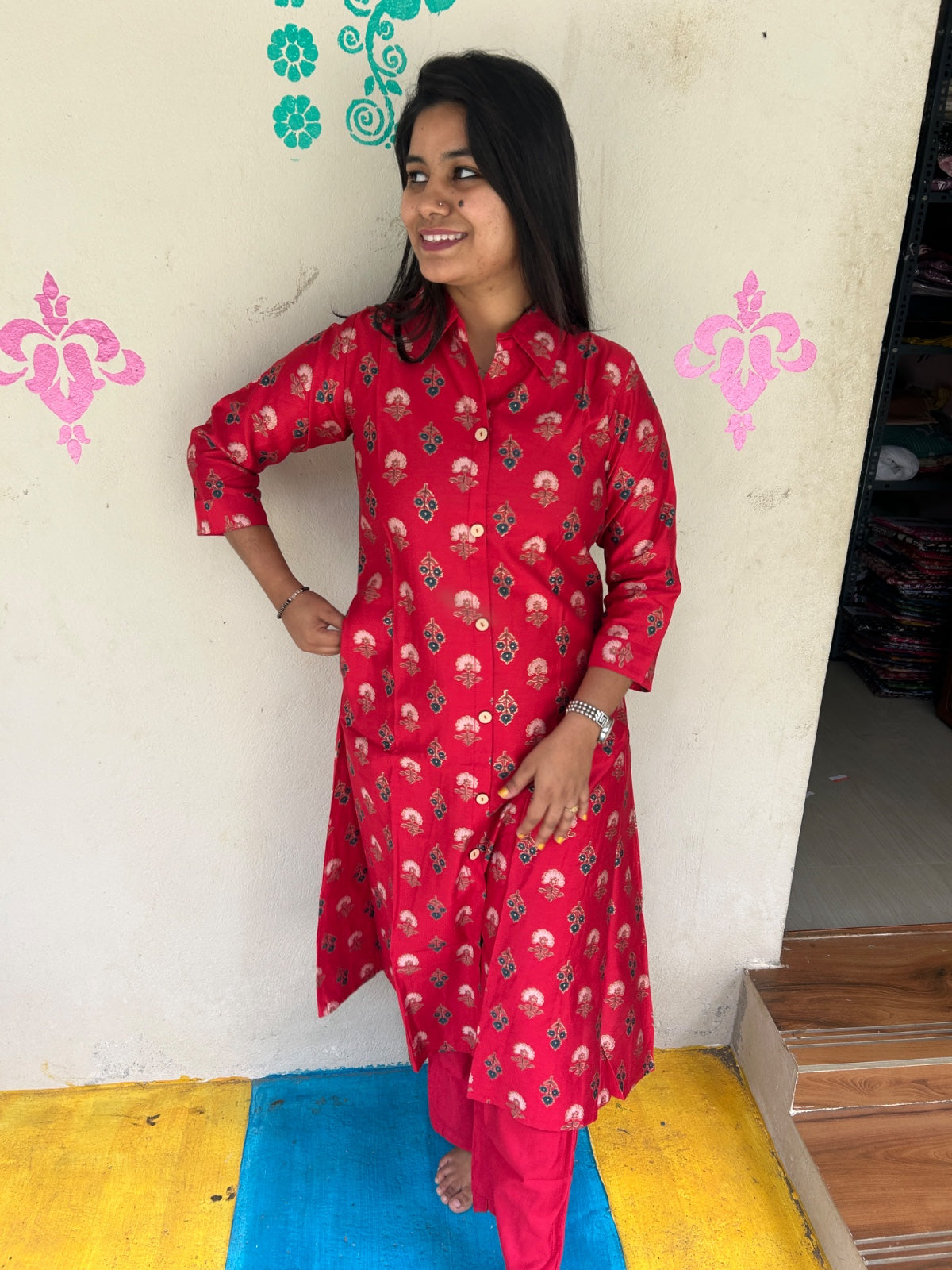 A Line Vertican Silk Kurti  AVS39