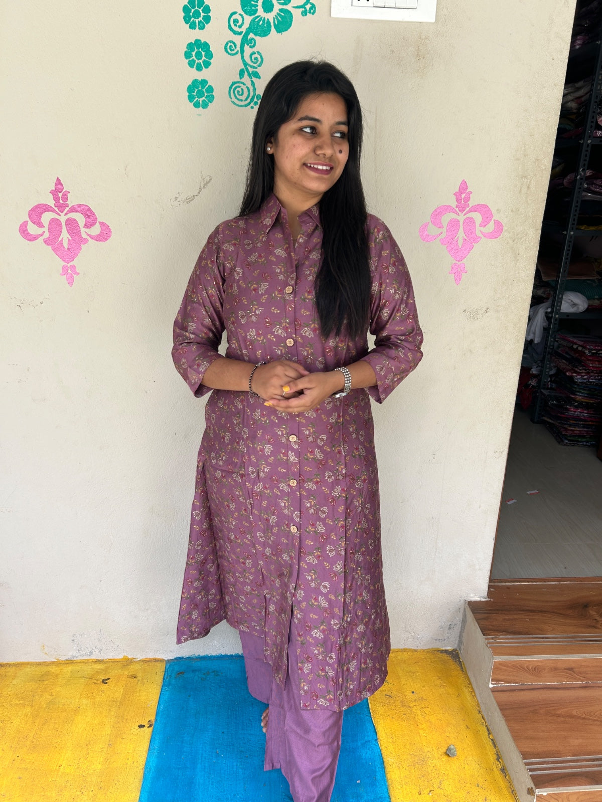 A Line Vertican Silk Kurti  AVS38