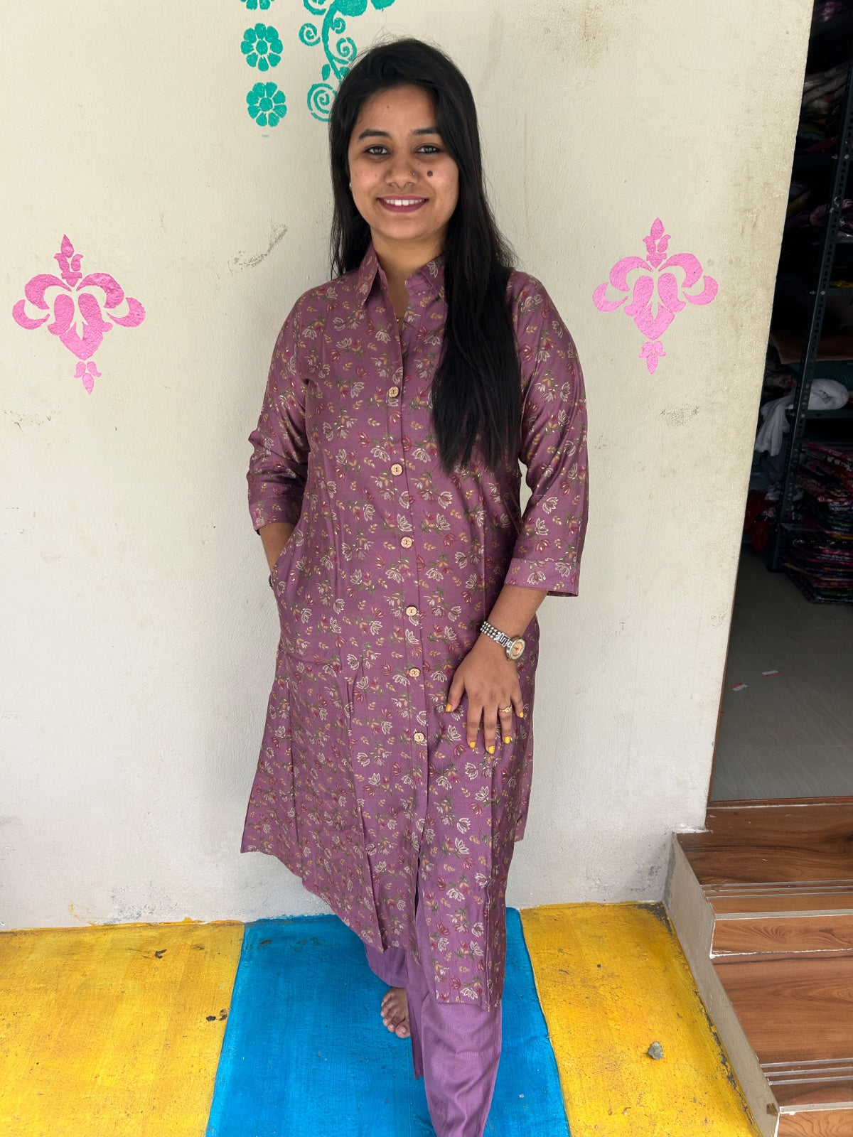 A Line Vertican Silk Kurti  AVS38