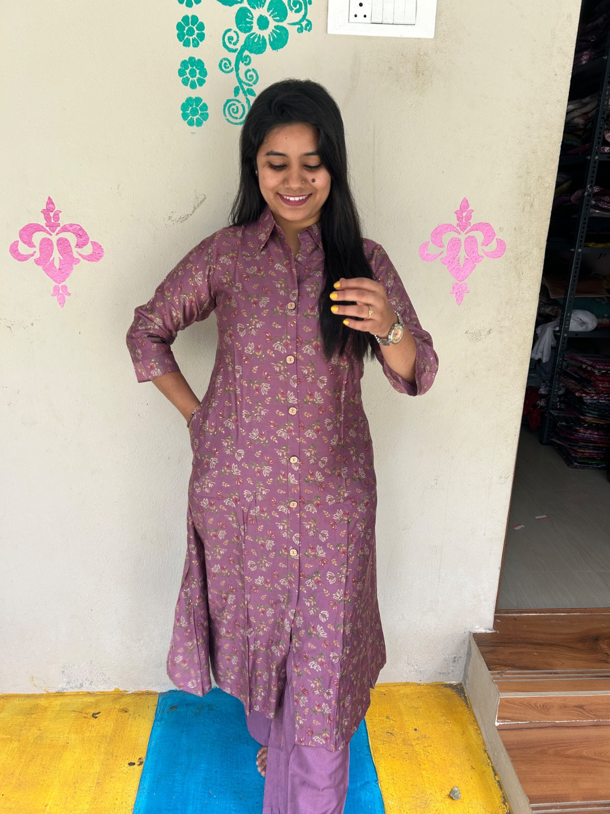 A Line Vertican Silk Kurti  AVS38