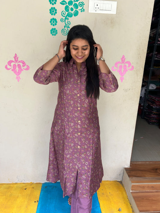 A Line Vertican Silk Kurti  AVS38