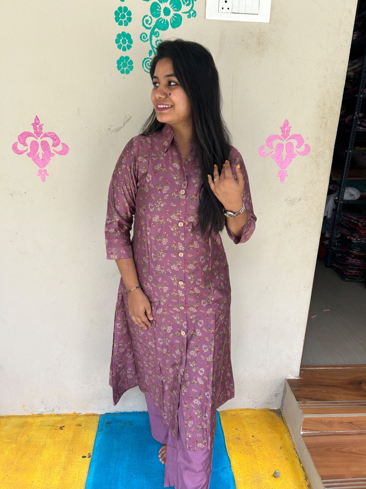 A Line Vertican Silk Kurti  AVS38