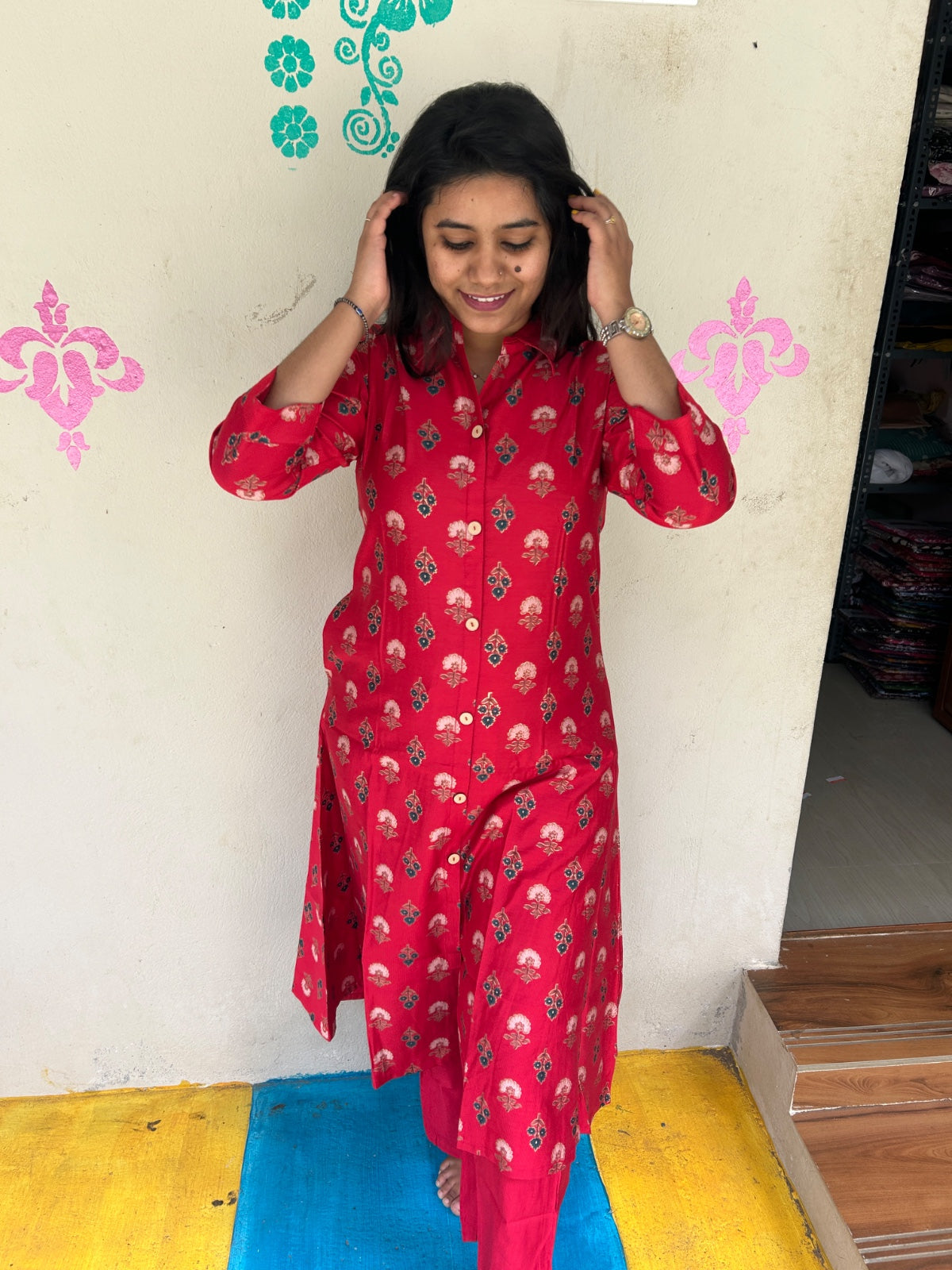 A Line Vertican Silk Kurti  AVS39