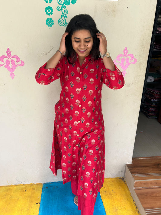 A Line Vertican Silk Kurti  AVS39
