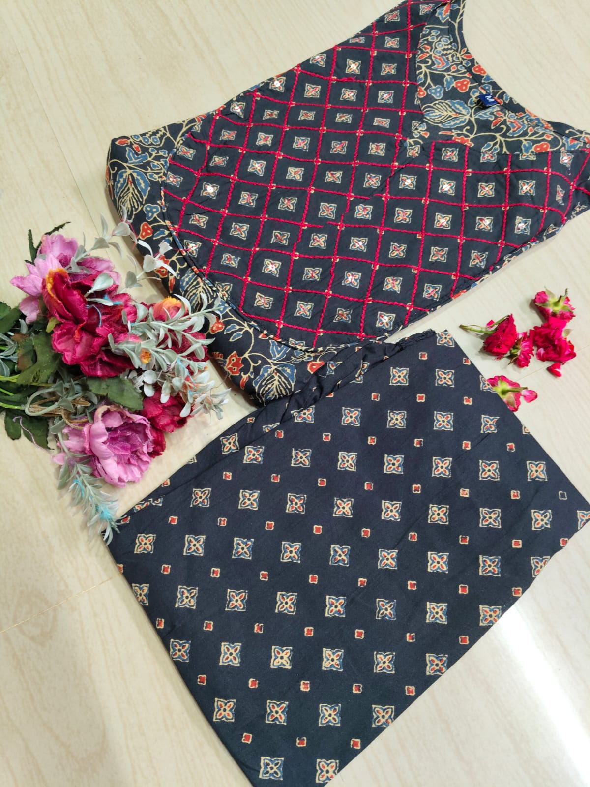 V neck Kurthi with Pant  ALN54