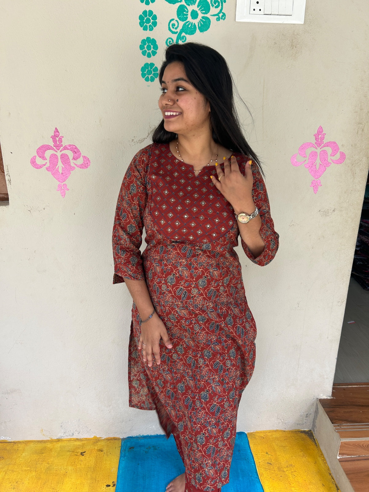 V neck Kurthi with Pant  ALN69
