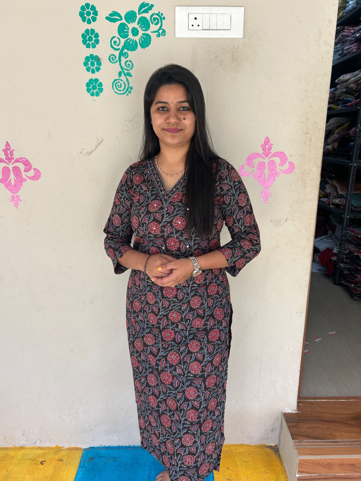 V neck Kurthi with Pant  ALN70