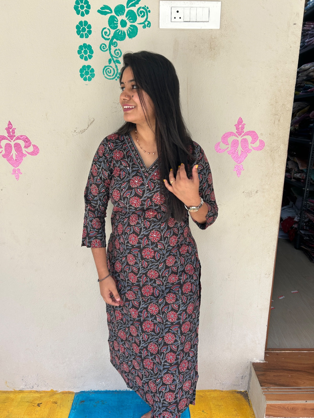 V neck Kurthi with Pant  ALN70